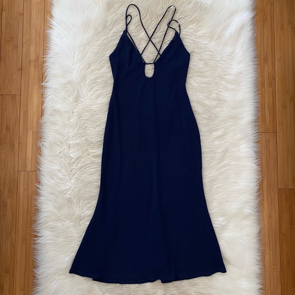 MISHA Collection Blue Metallic Sleeveless Strappy Veronika Cutout Midi Dress - Picture 2 of 13